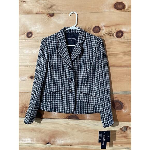 NWT! Evan-Picone Women's Suit Blazer Jacket. sz 6P. Navy/Ivory. Vintage? office - Picture 1 of 6